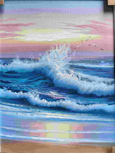 Breaking Waves at Sunset