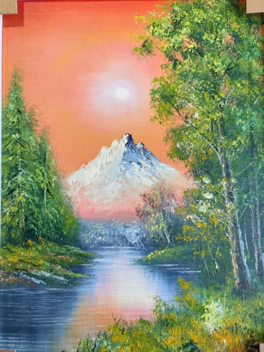 Crimson Sky Over the Silent Peak