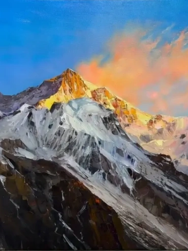 Golden Mountain at Sunset