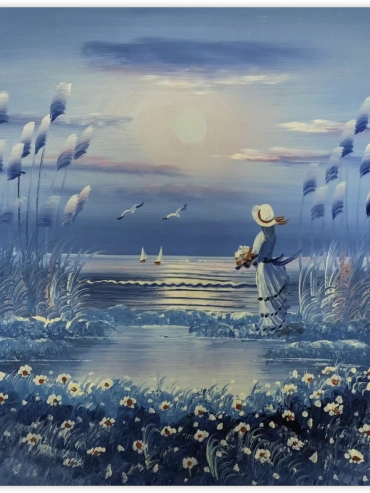 Girl by the reeds