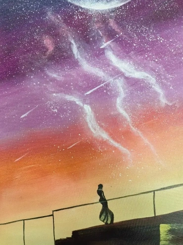 Girl under the starry sky