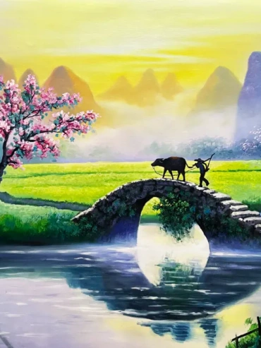 Spring Morning Pastoral Scene