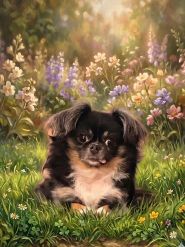 A cute puppy on the grass