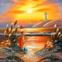 Sunset Lady by the Lighthouse